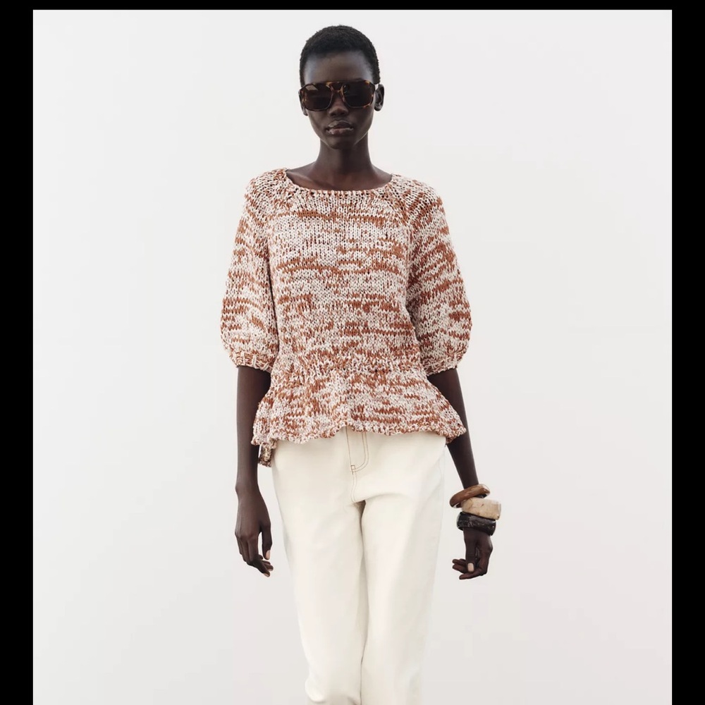 Zara crochet knit peplum top